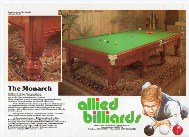 Allied Billiards Monarch snooker table